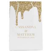 Chic Gold Sparkle Glitzer Tropfen Hochzeit Mittlere Geschenktüte (Vorderseite)