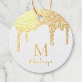 Chic Gold Sparkle Glitzer Tropfen Monogram Geschenkanhänger
