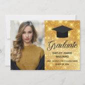 Chic Gold Sparkle Graduate Foto 2025 Abschluss Ankündigung (Vorderseite)