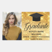 Chic Gold Sparkle Graduate Foto Custom Rechteckiger Aufkleber (Vorderseite)