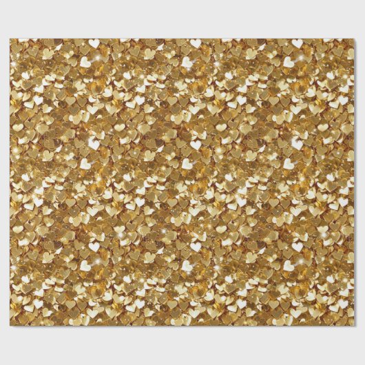 Chic Gold Sparkle Herz Geschenkpapier (Flach)