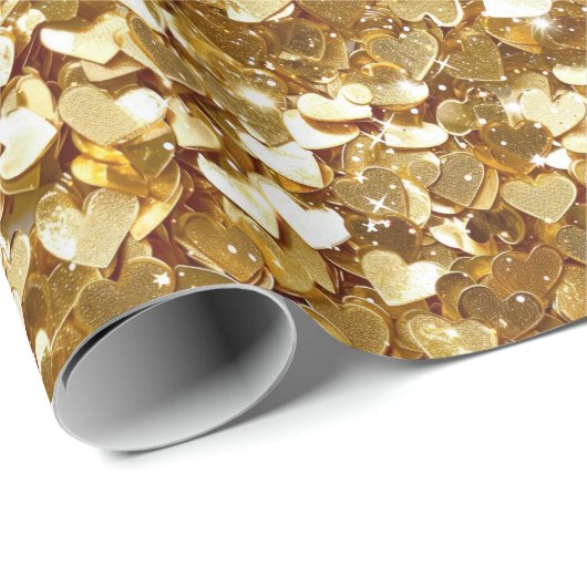 Chic Gold Sparkle Herz Geschenkpapier (Rolleneckpunkt)