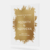 Chic Gold Splash Wedding Willkommen Acrylschild (Winkel)