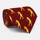 Chic Gold Sports Lady Golfer Silhouette Neck Tie Krawatte (Gerollt)