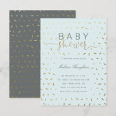 Chic Gold Sprinkle Confetti Script Baby Dusche Einladungspostkarte (Vorne/Hinten)