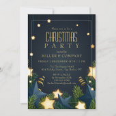 Chic Gold Star Pine Corporate Weihnachtsfest Party Einladung (Vorderseite)
