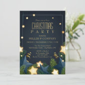 Chic Gold Star Pine Corporate Weihnachtsfest Party Einladung (Stehend Vorderseite)