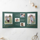 Chic Gold Stardust dreifach grünes Weihnachtsfest- Dreifach Gefaltete Einladung (Innenseite)