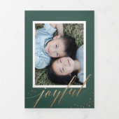 Chic Gold Stardust dreifach grünes Weihnachtsfest- Dreifach Gefaltete Einladung (Cover)