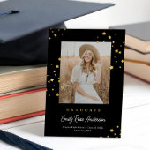 Chic Gold Stars Blk Foto Abschluss Ankündigung