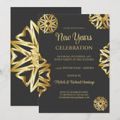 Chic Gold Stars Einladung für neue Jahre (Vorne/Hinten)