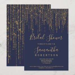 Chic Gold-String-Lichter marineblau Brautparty Einladung