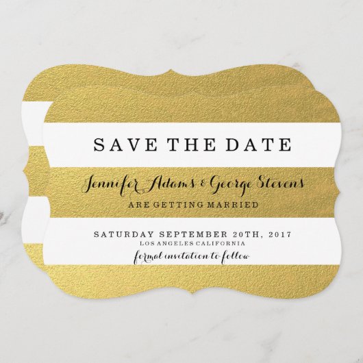 CHIC GOLD STRIPES SAVE THE DATE (Vorne/Hinten)