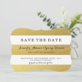 CHIC GOLD STRIPES SAVE THE DATE (Stehend Vorderseite)