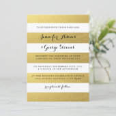 CHIC GOLD STRIPES WEDING INVITATION EINLADUNG (Stehend Vorderseite)