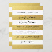CHIC GOLD STRIPES WEDING INVITATION EINLADUNG (Vorne/Hinten)
