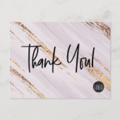 Chic Gold Strokes Business-Logo Vielen Dank Postkarte (Vorderseite)