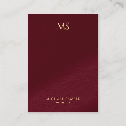 Chic Gold Text Monogram Vertical Luxurious Thick Visitenkarte (Vorderseite)