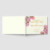 Chic Gold Text, Rosa Azaleen und Elfenbeinhochzeit Gästebuch (Voll)