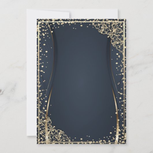 Chic Gold Tiara, Diamonds Quinceañera Einladung (Rückseite)