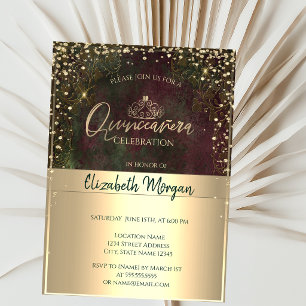 Chic Gold Tiara, Diamonds Vintag Quinceañera Einladung