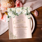 Chic Gold Tiara, White Roses Diamonds Quinceañera Einladung