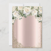 Chic Gold Tiara, White Roses Diamonds Quinceañera Einladung (Rückseite)