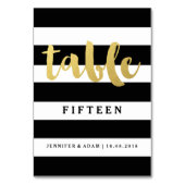 Chic Gold | Tischnummern mit feinem schwarzem Stre (Vorderseite)