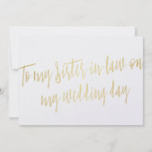 Chic Gold "To my Schwesterin in my wedding day" (Vorderseite)