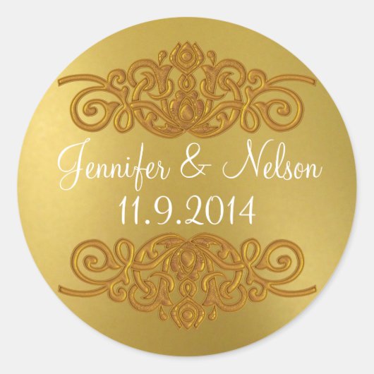 Chic Gold Tone Wedding Umschlag Aufkleber (Vorderseite)