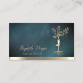 Chic Gold Tree Women Silhouette, Yoga Visitenkarte (Vorderseite)