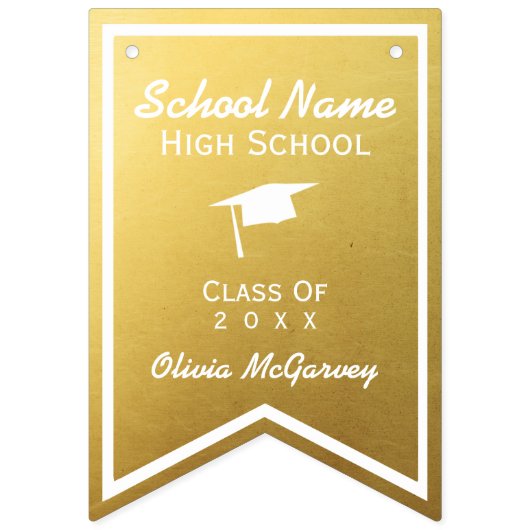 Chic Gold Trendy Abschluss Class of 20XX Jagd Wimpelkette (Zweite Fahne)