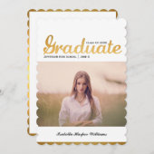 Chic Gold Trendy Abschluss Foto Class 20XX Einladung (Vorne/Hinten)