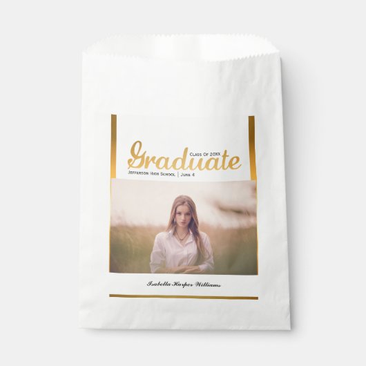 Chic Gold Trendy Graduation Party Class of 20XX Geschenktütchen (Vorderseite)
