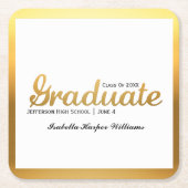 Chic Gold Trendy Graduation Party Class of 20XX Rechteckiger Pappuntersetzer (Vorderseite)