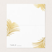 Chic Gold Tropical Palm Blätter Platzkarte Visitenkarten (Außenseite Aufgefaltet)