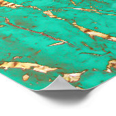 Chic Gold Turquoise Marmormuster Poster (Ecke)