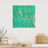 Chic Gold Turquoise Marmormuster Poster (Küche)