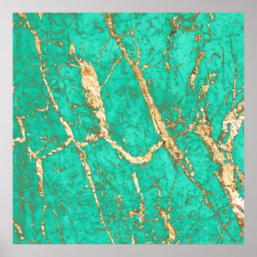 Chic Gold Turquoise Marmormuster Poster (Vorne)