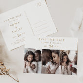 Chic Gold Typografie 3 Foto Save the Date Einladungspostkarte