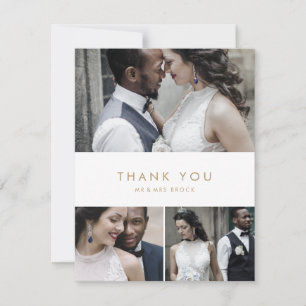 Chic Gold Typografie 3 FotoCollage Dankeskarte