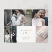 Chic Gold Typografie 4 Fotovorlage Vielen Dank Postkarte (Vorderseite)