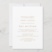 Chic Gold Typografie Bat Mitzvah Einladung (Vorderseite)
