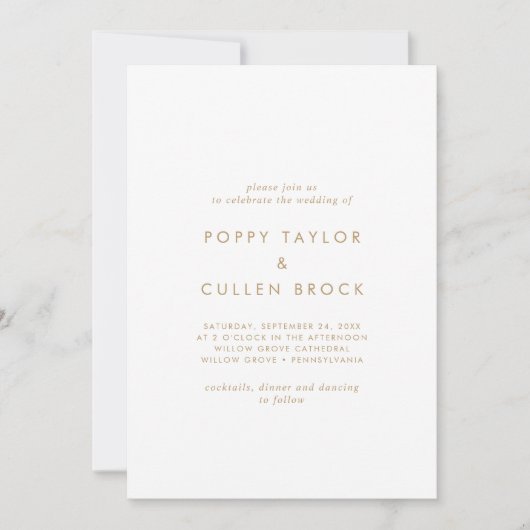 Chic Gold Typografie Die Hochzeit der Einladung (Vorderseite)