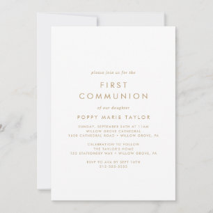 Chic Gold Typografie Erste Kommunion Einladung