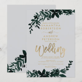 Chic gold typografie Floral graue Hochzeit Einladung