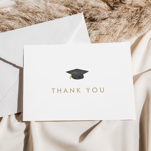 Chic Gold Typografie Grad Cap Abschluss Dankeskarte