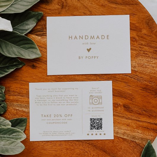 Chic Gold Typografie Handmade mit Liebe Vielen Dan Begleitkarte