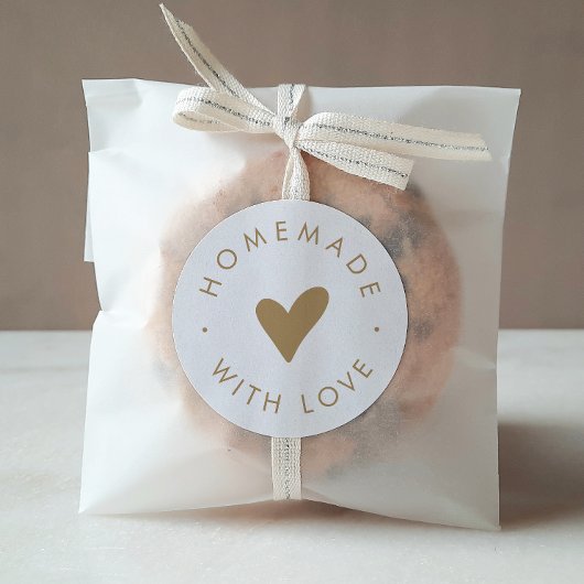 Chic Gold Typografie Herzhausgemacht mit Liebe Runder Aufkleber