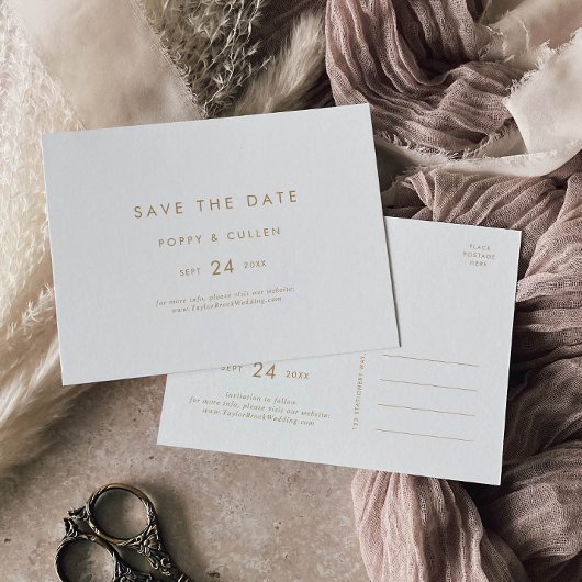 Chic Gold Typografie Horizontal Save the Date Einladungspostkarte